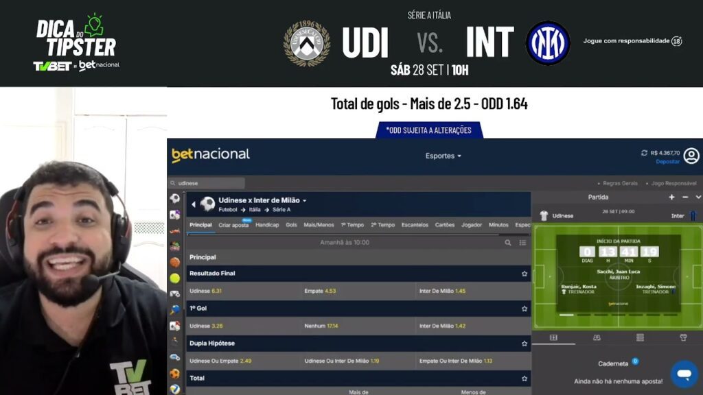 Dica do Tipster Udinese X Inter de Milão &#8211; Campeonato Italiano (28/09)